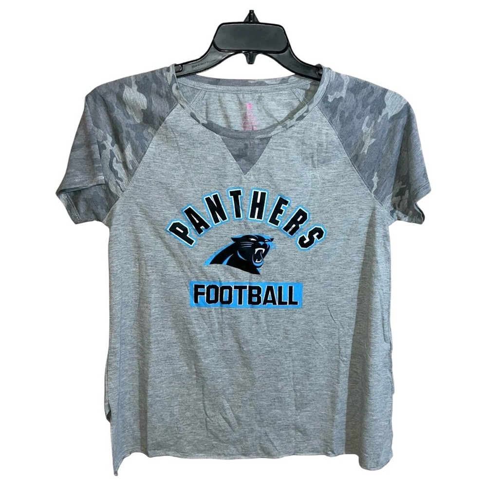 NFL Team Apparel Shirt Women’s Large 11/13 Grey Carolina Panthers Short Sleeve